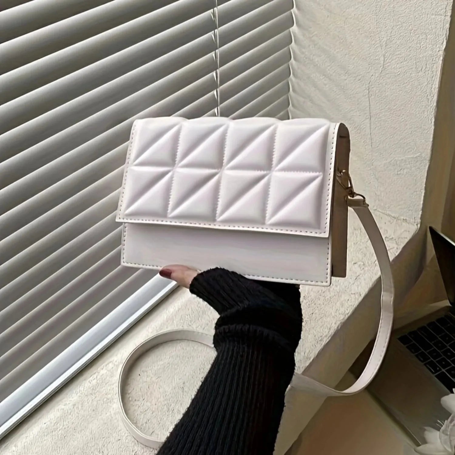 Crossbody Bag Women Quilted Embossed Flap Trendy Shoulder