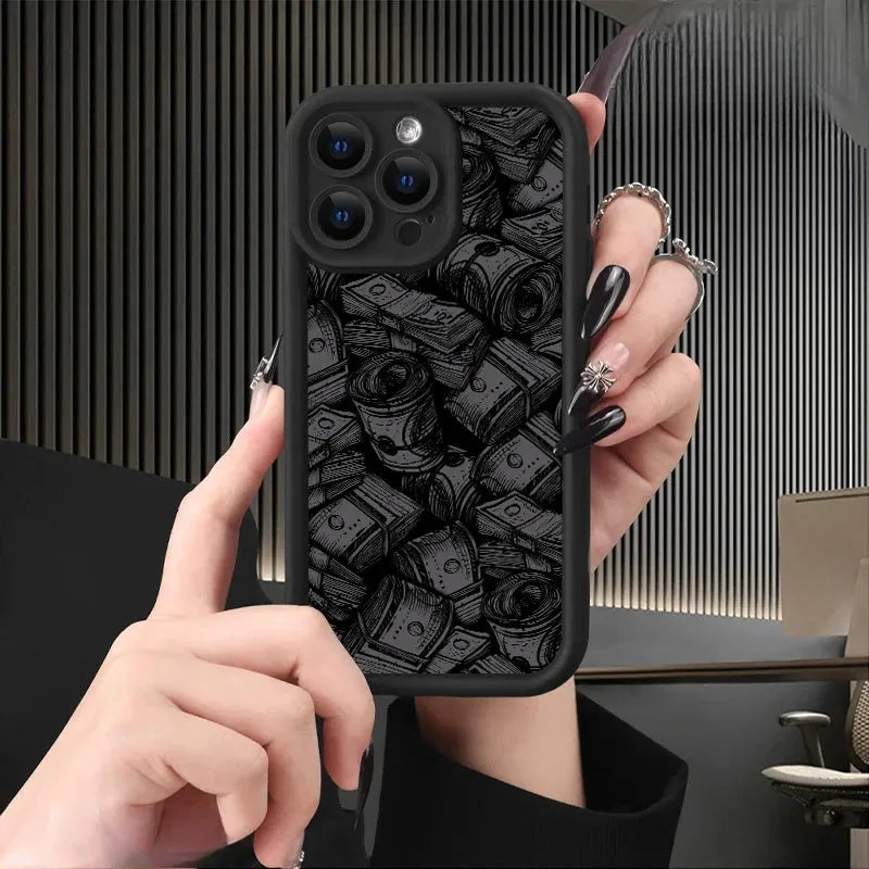 Banknote Pattern Phone Case Soft Silicone For iPhone Series