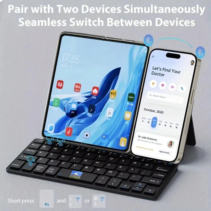 Mini Foldable Bluetooth Keyboard with Ultra Slim Design