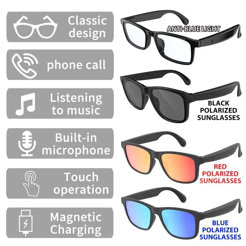 Wireless Smart Glasses with Bluetooth Audio