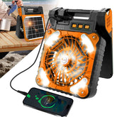 Solar Powered Camping Fan With LED Light And 4 Speed Motor