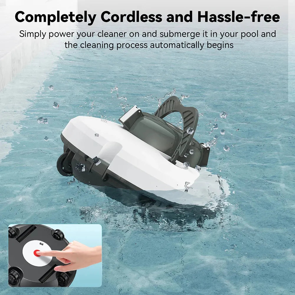 Cordless Robotic Pool Cleaner with IPX8 and Long Runtime