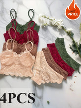 Lace Bra Set Women Stretch Breathable Removable Pads