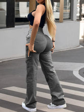 Jeans Women High Waist Straight Leg Denim Cargo Workwear