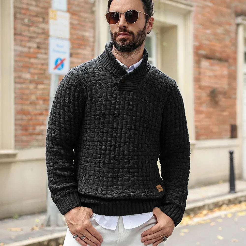 Men’s Knitted Sweater With Crew Neck And Ribbed Edges