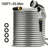 Stainless Steel Garden Hose With Adjustable Nozzle