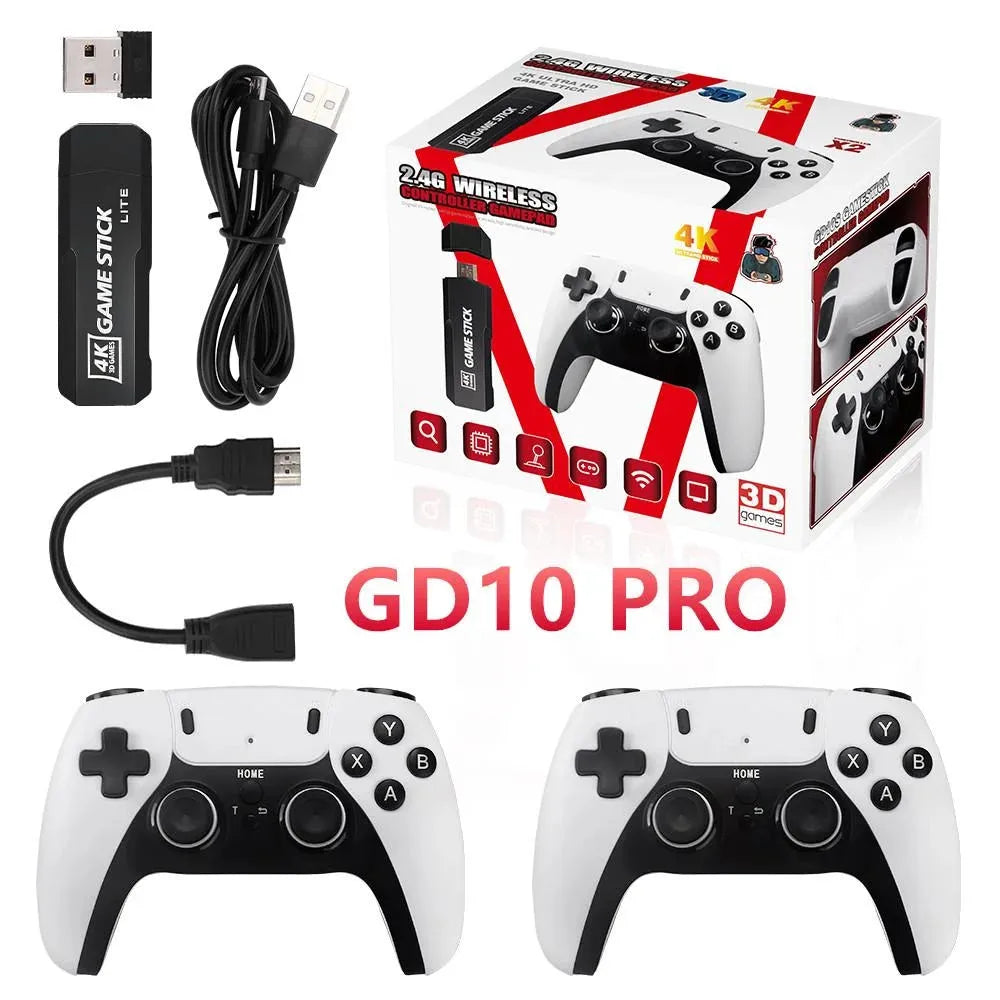 GD10 Pro Retro Game Console Stick 4K with Dual Wireless Pads