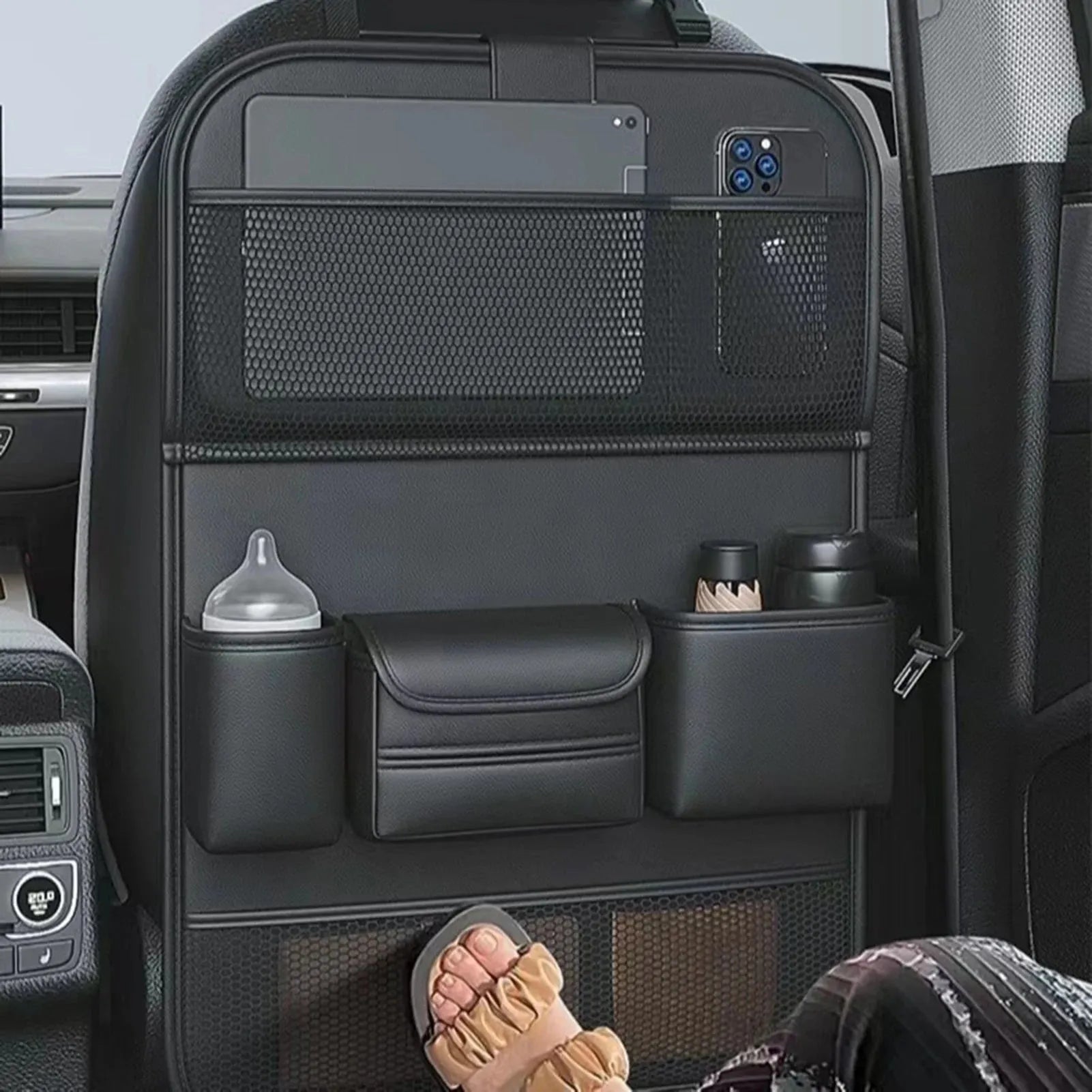 Folding Backseat Car Organizer with Multiple Pocket Storage