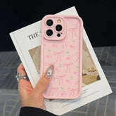 Cute Pink Phone Case With Glitter Bow Soft Protective Cover