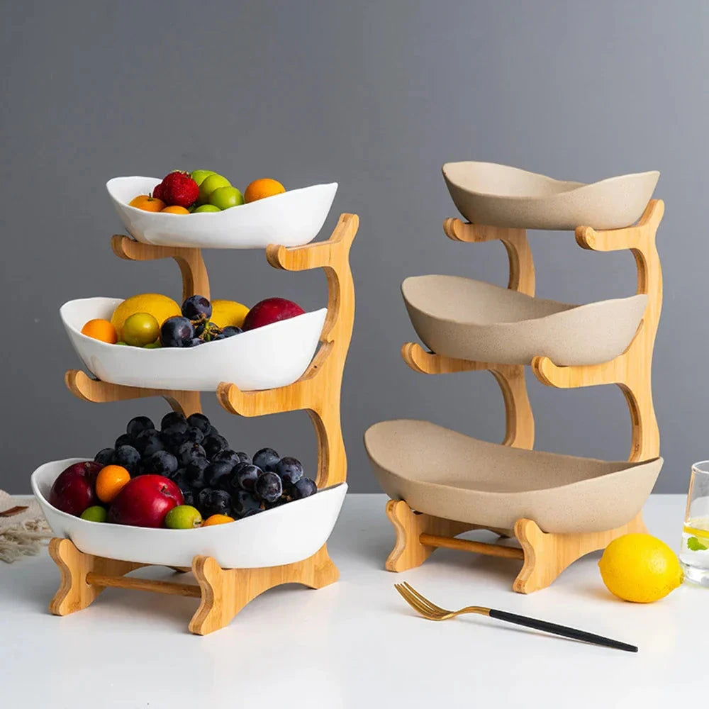 Three Layer Fruit Plate for Snacks Candy and Desserts