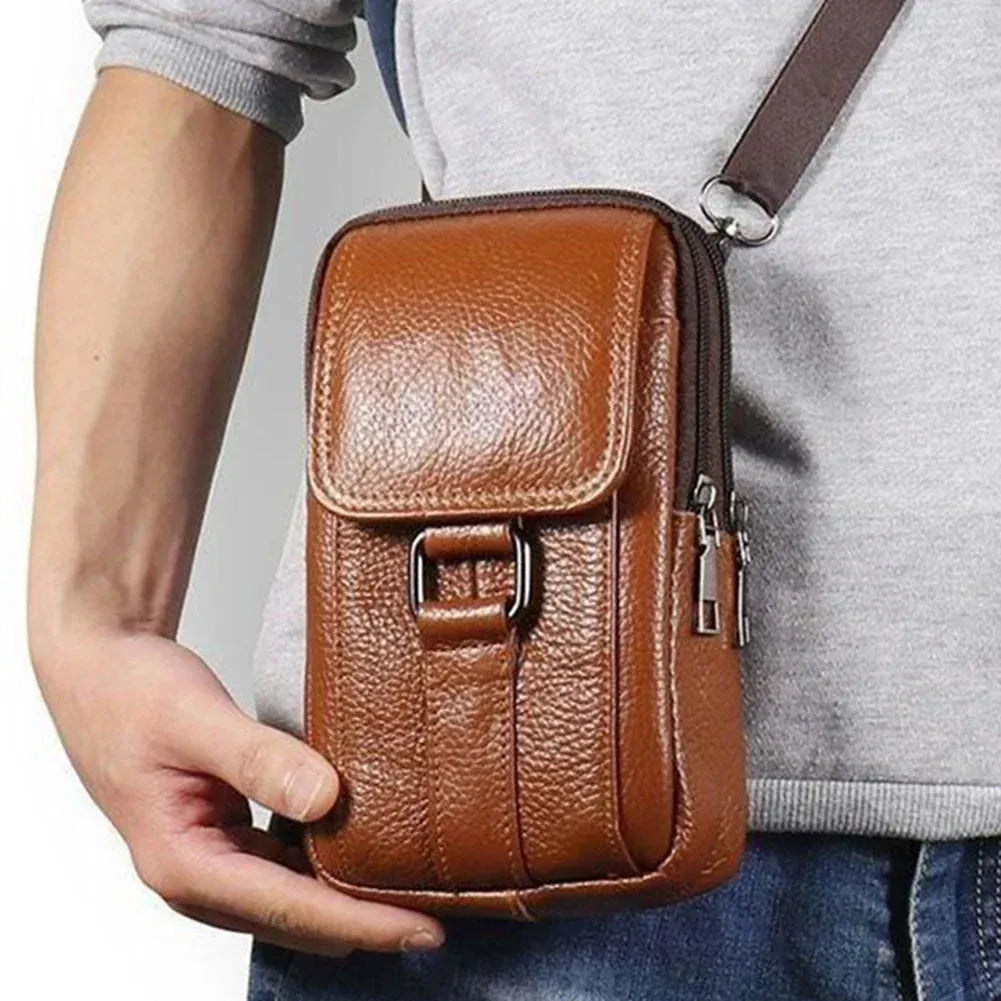 Leather Crossbody Bag for Men with Multiple Daily Pockets