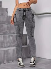 Jeans Women Black Grey Slim Fit Stretch Ankle Tapered