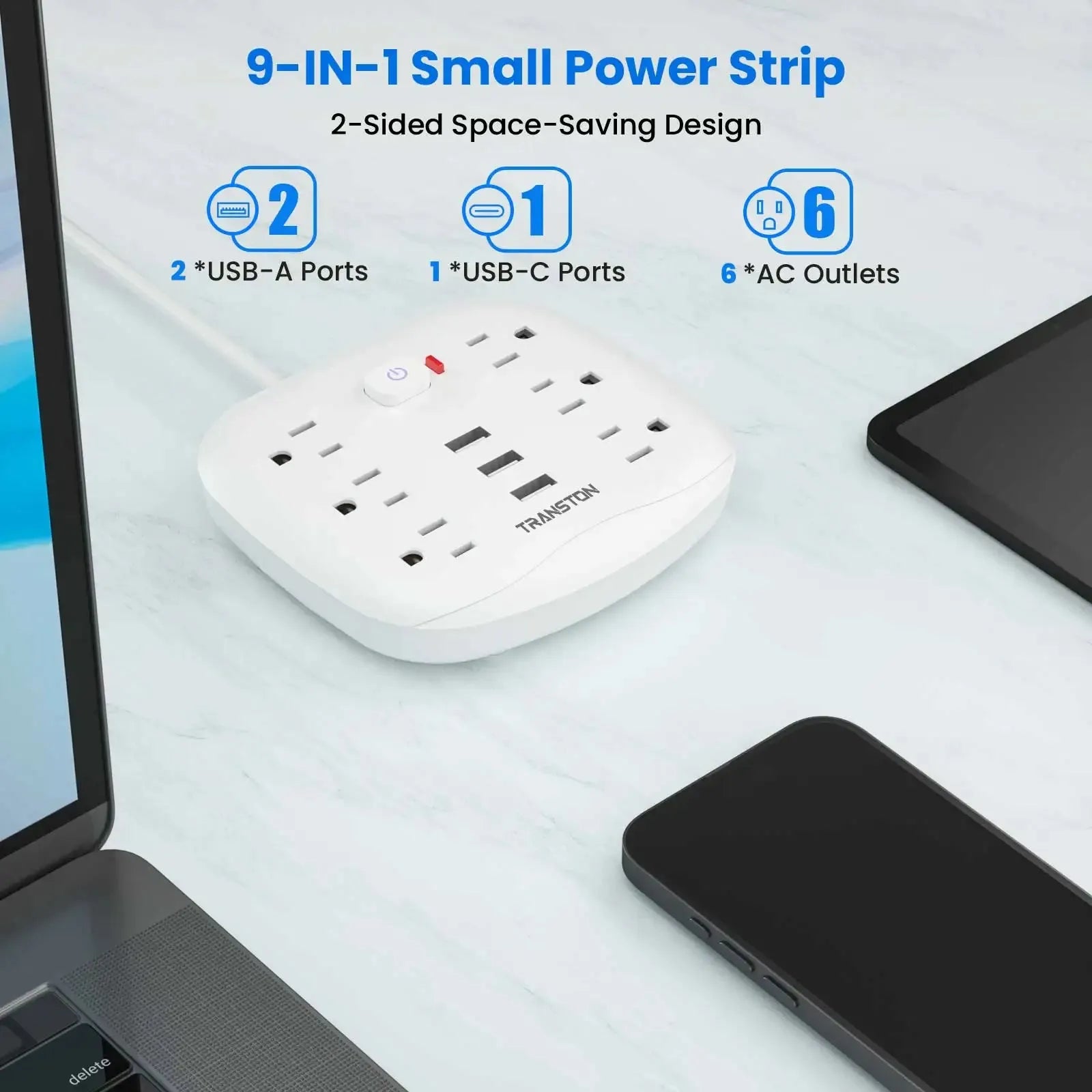 Power Strip Surge Protector With USB Ports And 10ft Cord