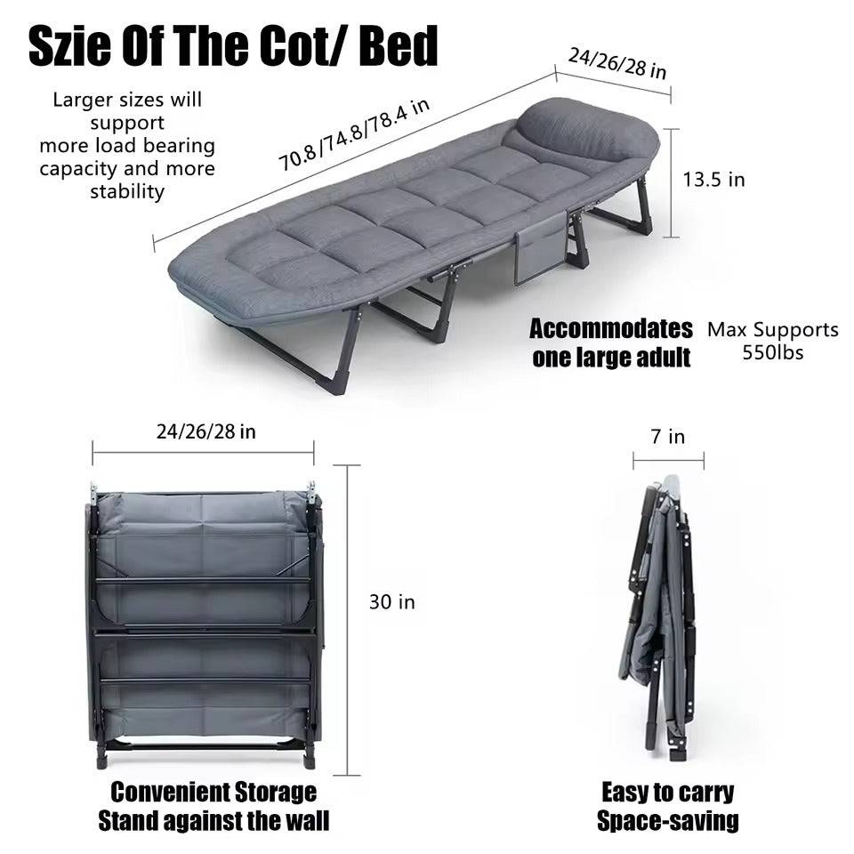 Portable Folding Bed with Mattress for Indoor Outdoor Use