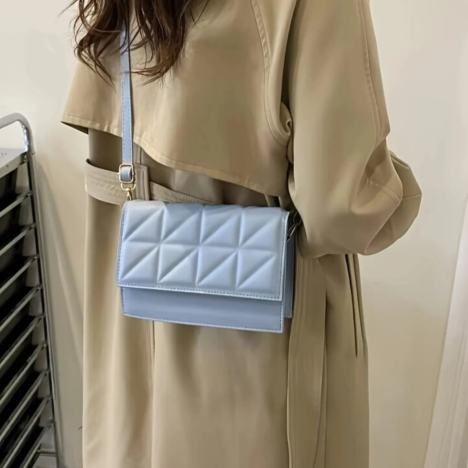 Crossbody Bag Women Quilted Embossed Flap Trendy Shoulder