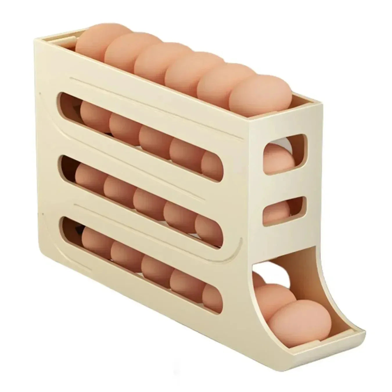 4 Layer Egg Holder with Automatic Rolling Dispenser