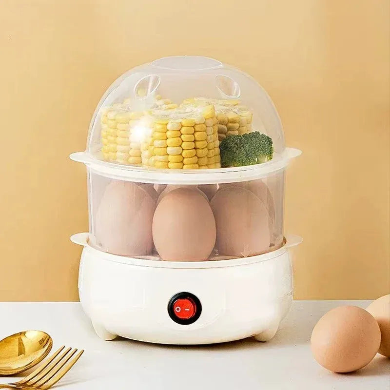Double Layer Egg Cooker with Steamer and Poacher Design