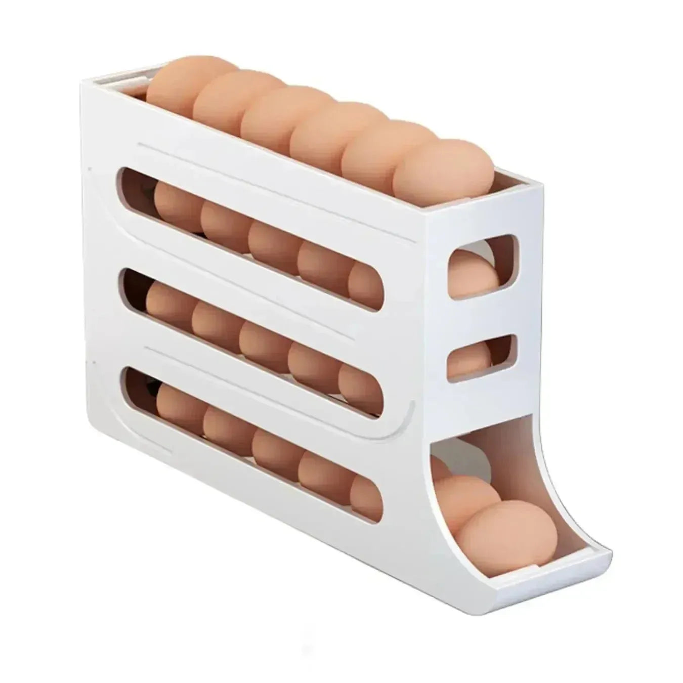 4 Layer Egg Holder with Automatic Rolling Dispenser
