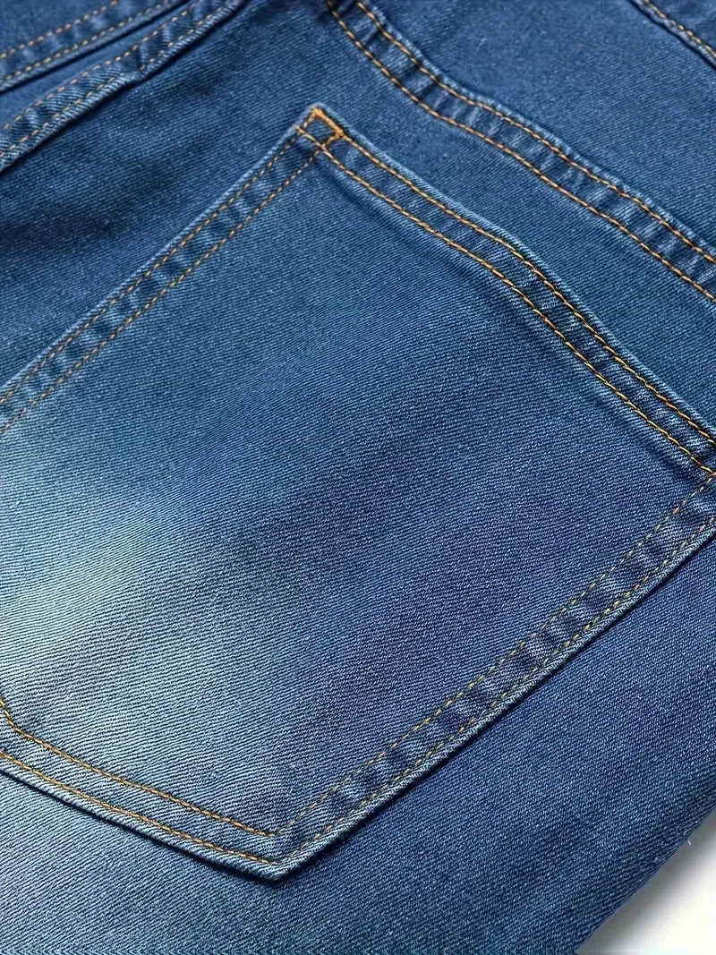 Men’s Stretch Jeans With Distressed Ripped Street Style