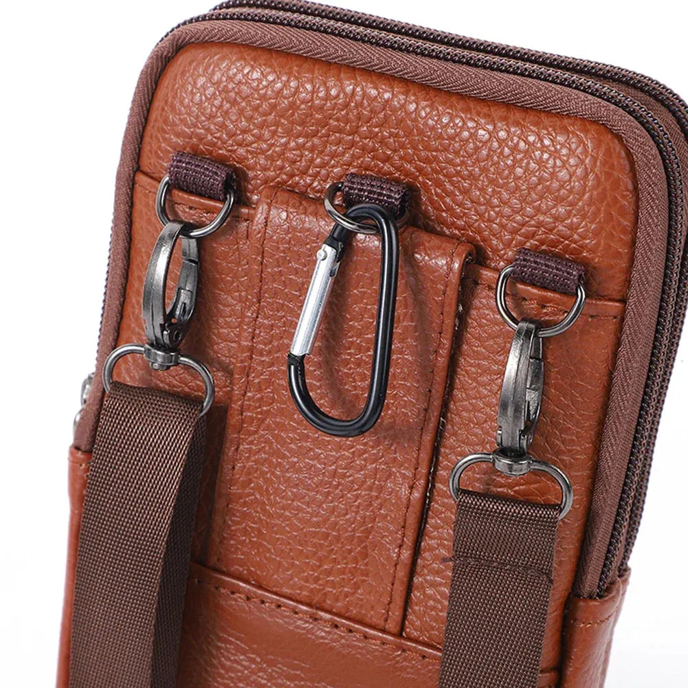 Leather Crossbody Bag for Men with Multiple Daily Pockets