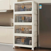 Stackable Storage Cabinet with Doors and Wheels for Home Use