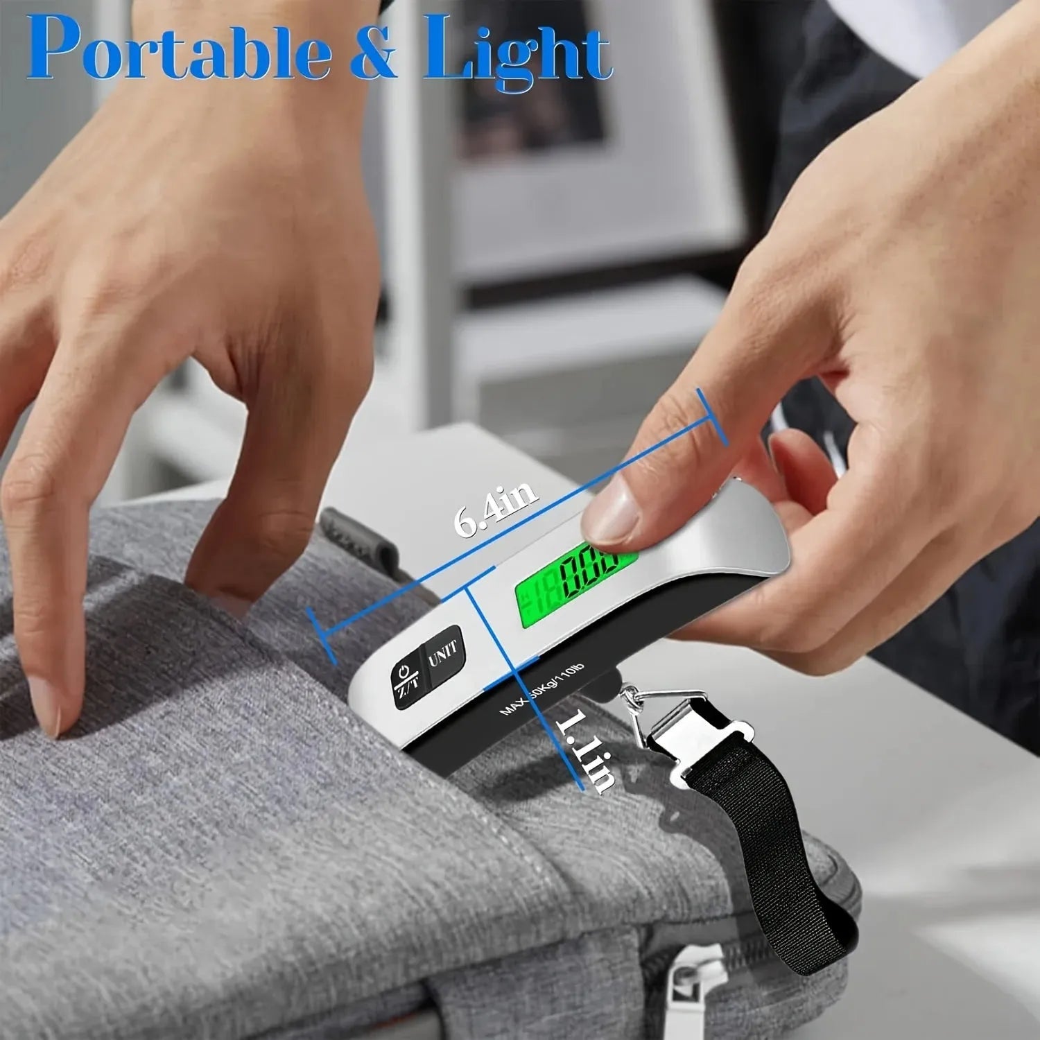 Digital Luggage Scale Portable LCD 110lb Hanging Design