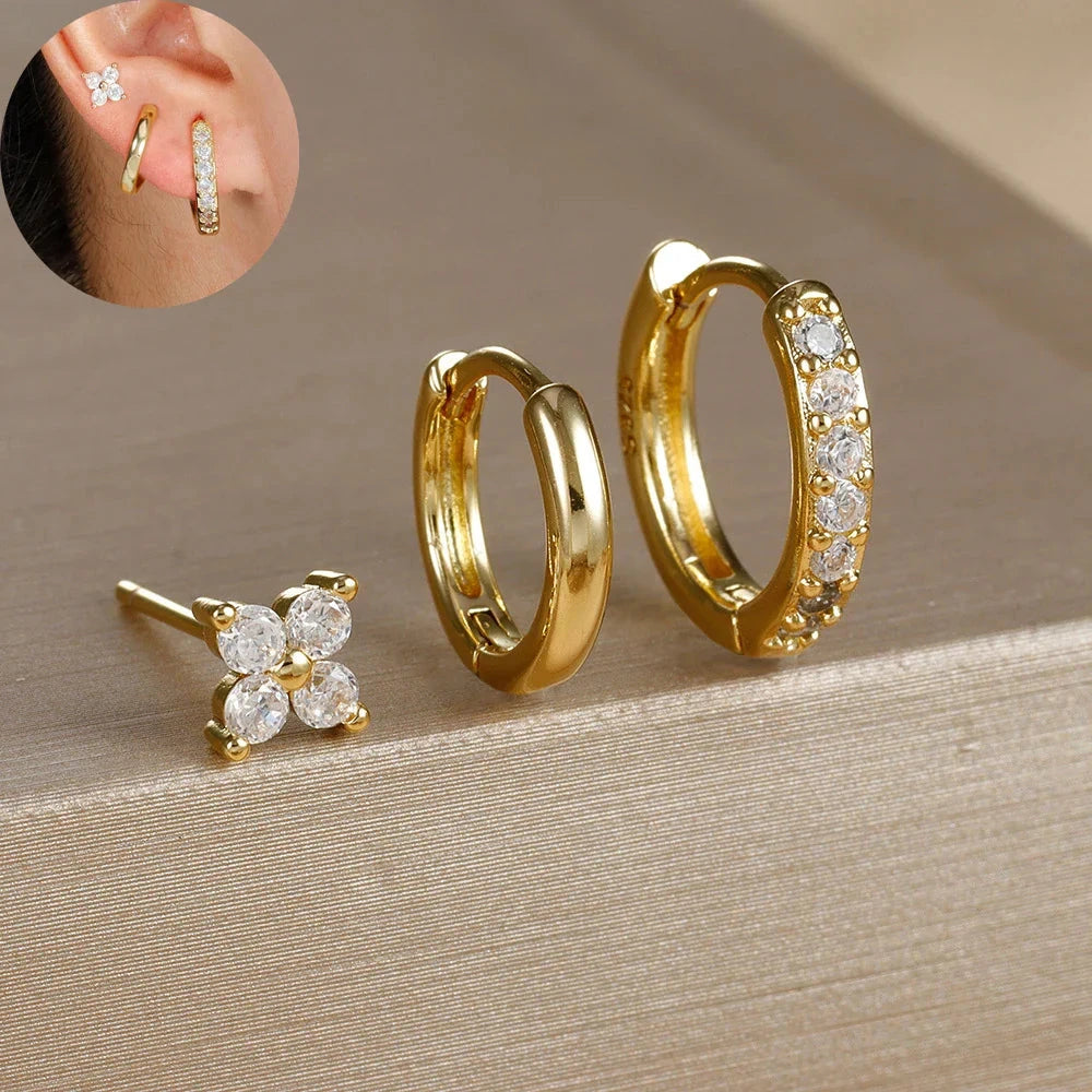 Gold Plated Earring Set Hoop Design Stainless Steel