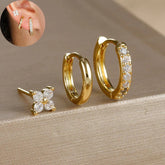 Gold Plated Earring Set Hoop Design Stainless Steel