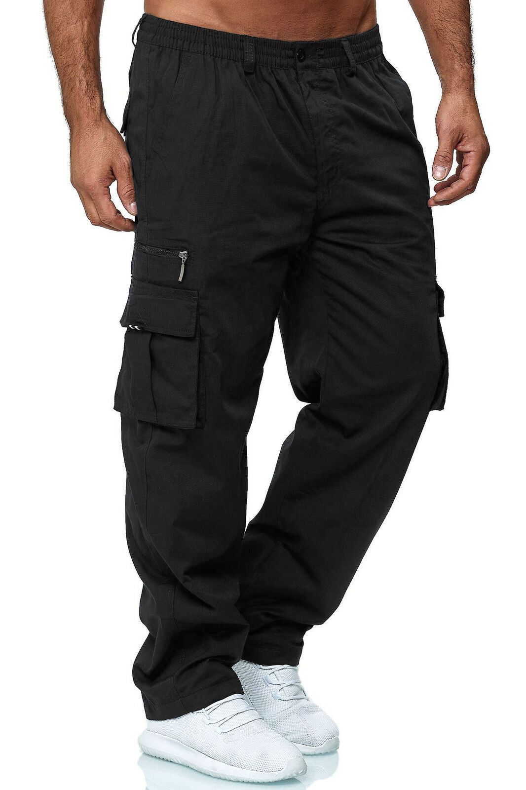 Men’s Loose Straight Leg Cargo Pants with Belt
