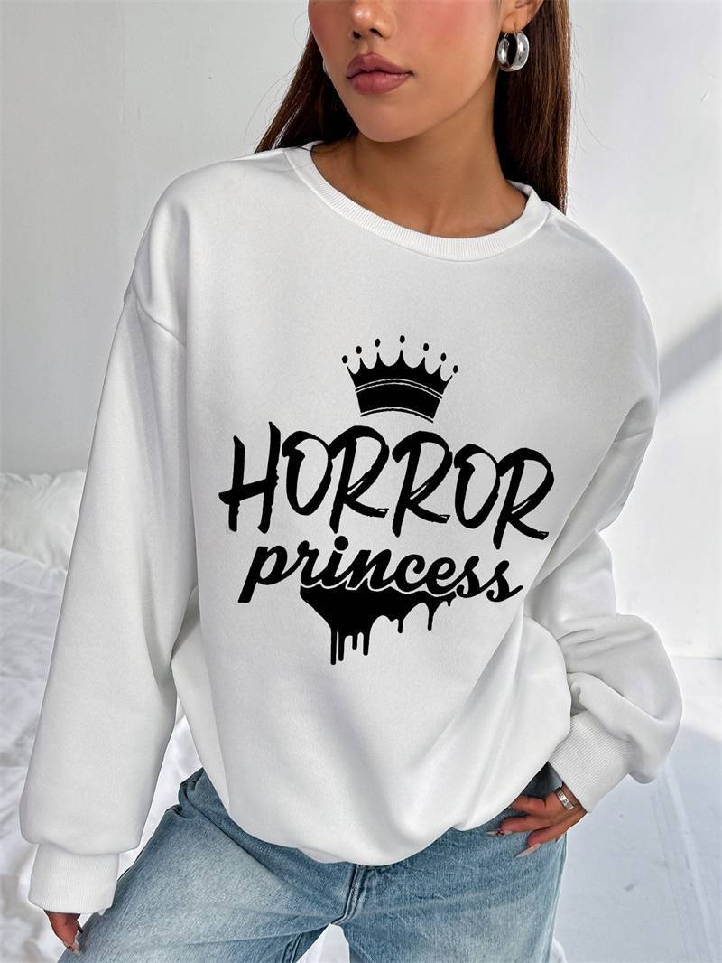 Womens Crewneck Sweatshirts With Pockets Casual Fit