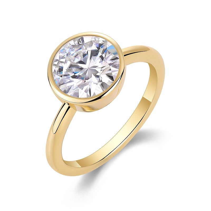 S925 Silver Moissanite Ring with 9mm Round Stone