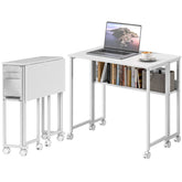 Portable Folding Table Computer Desk With Wheels And Storage