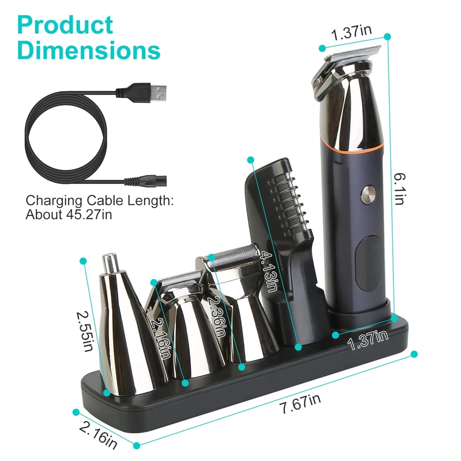5 in 1 Hair Clippers Grooming Kit With LED Display IPX5