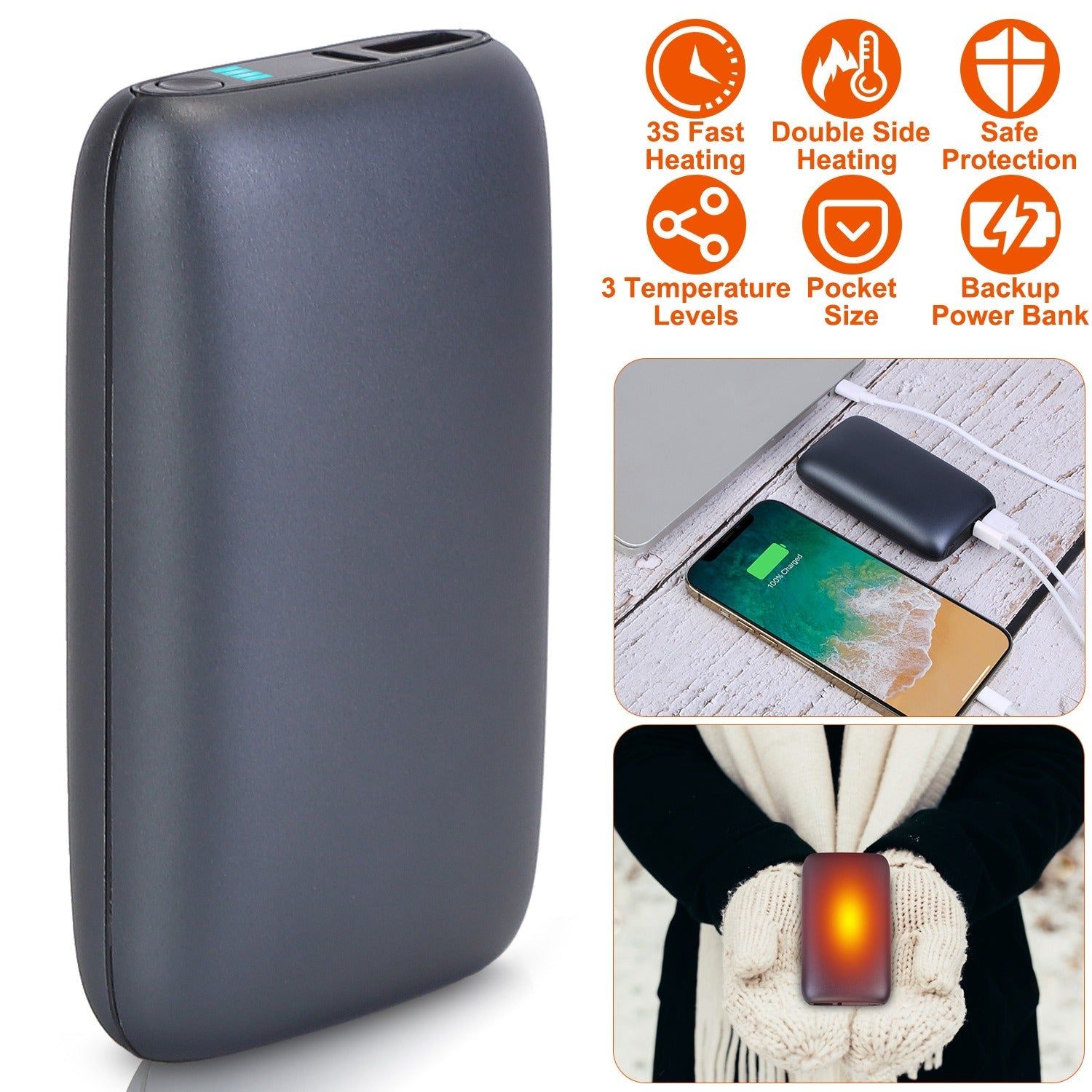 Double Sided Rechargeable Hand Warmers 10000mAh