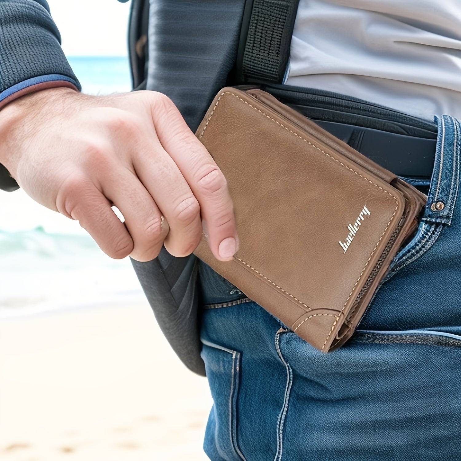 Mens Leather Wallet Slim Bifold With Coin Pocket And ID