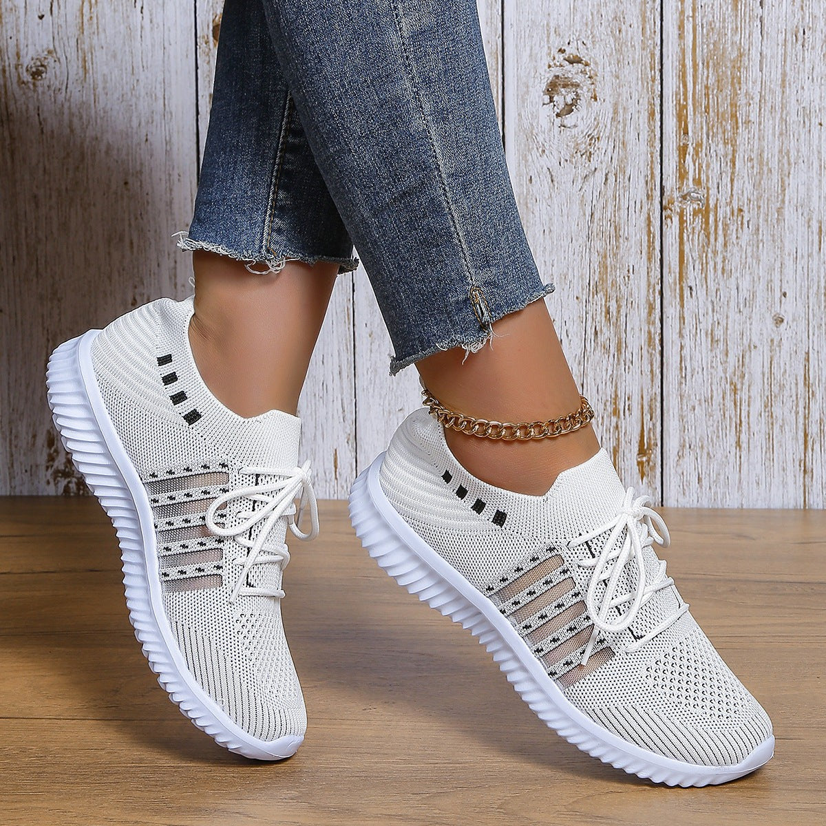 Womens Breathable Mesh Lace Up Running Walking Sneakers