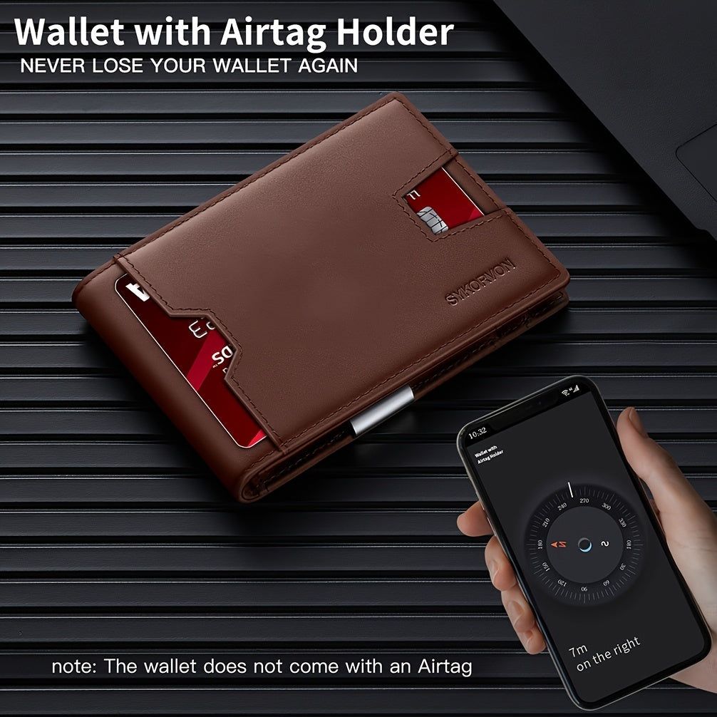 Wallet Men Genuine Leather Slim Bifold RFID Blocking