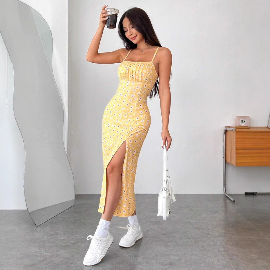 Women’s Sleeveless Sunflower Print Dress Casual Style