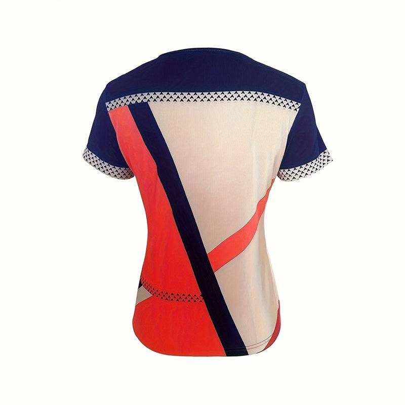 Women’s Color Block Zipper T Shirt Short Sleeve