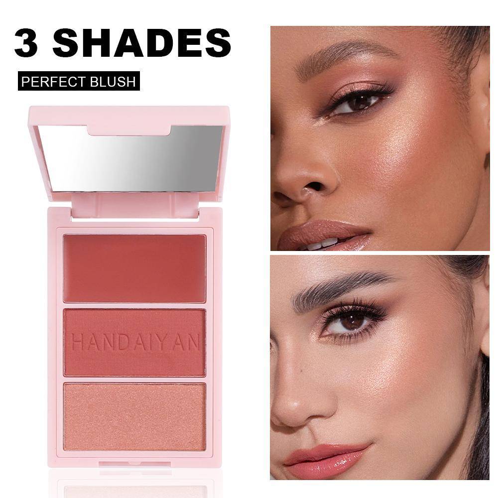 Makeup Palette 3 in 1 Blush Highlighter and Bronzer Compact