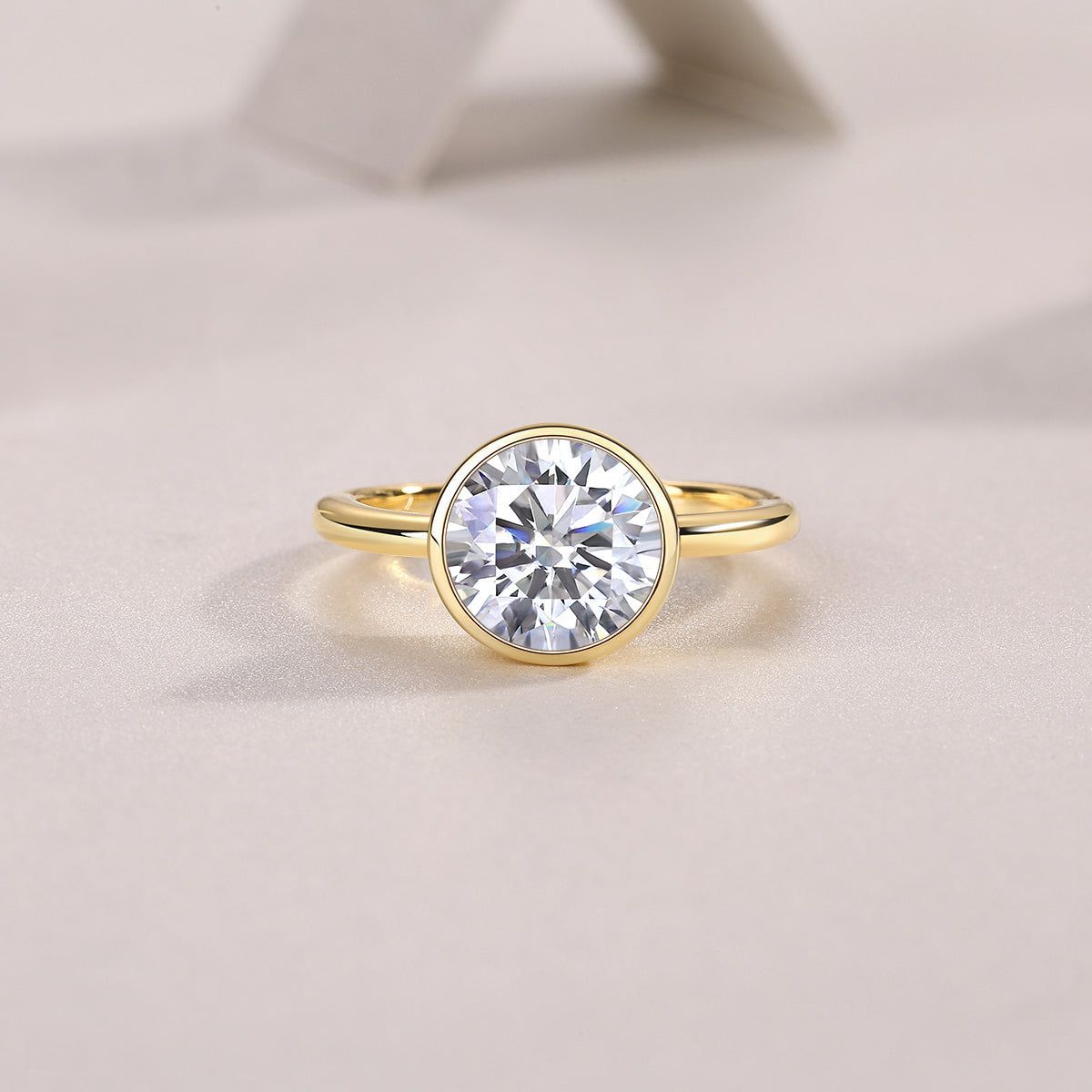 S925 Silver Moissanite Ring with 9mm Round Stone
