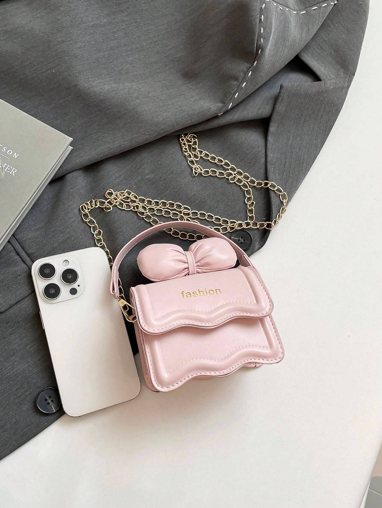 Mini Bag for Girls Bow Chain Crossbody Shoulder Purse