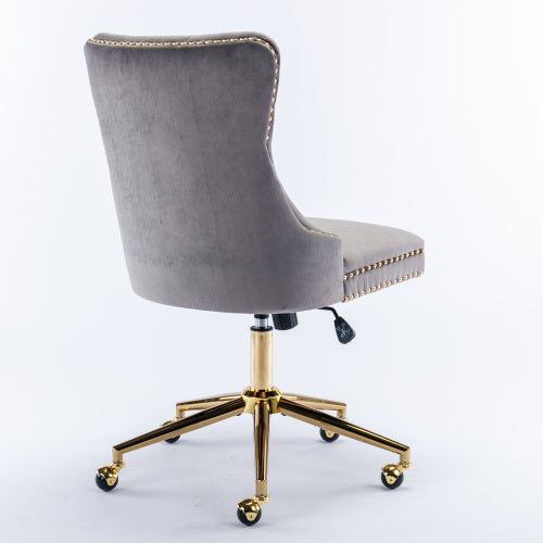 Velvet Office Chair Swivel Gold Base Tufted