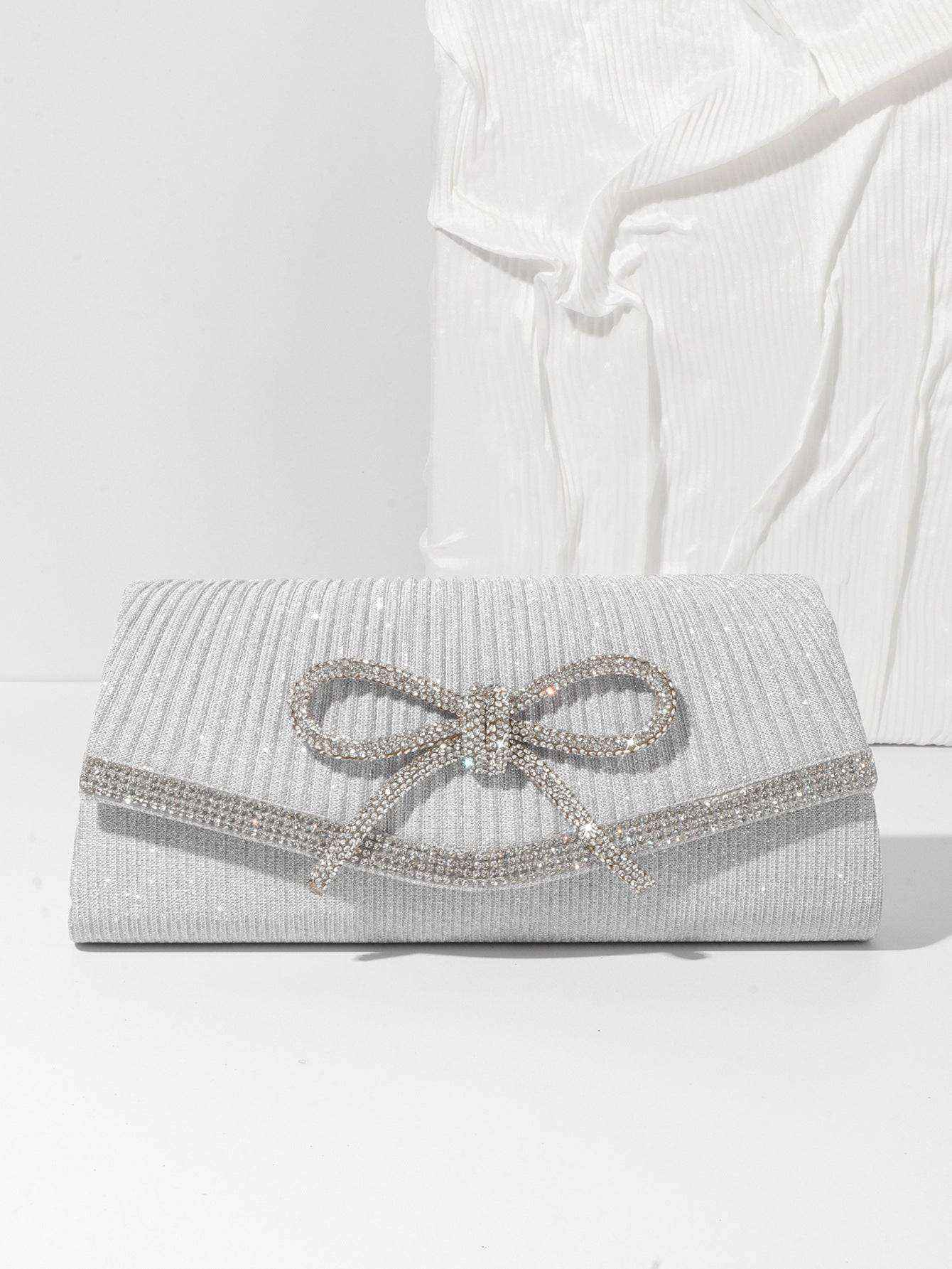 Rhinestone Evening Clutch Bag with Bow