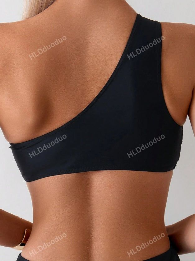 Bikini Set for Women Solid Color Stretch Knit Swimwear