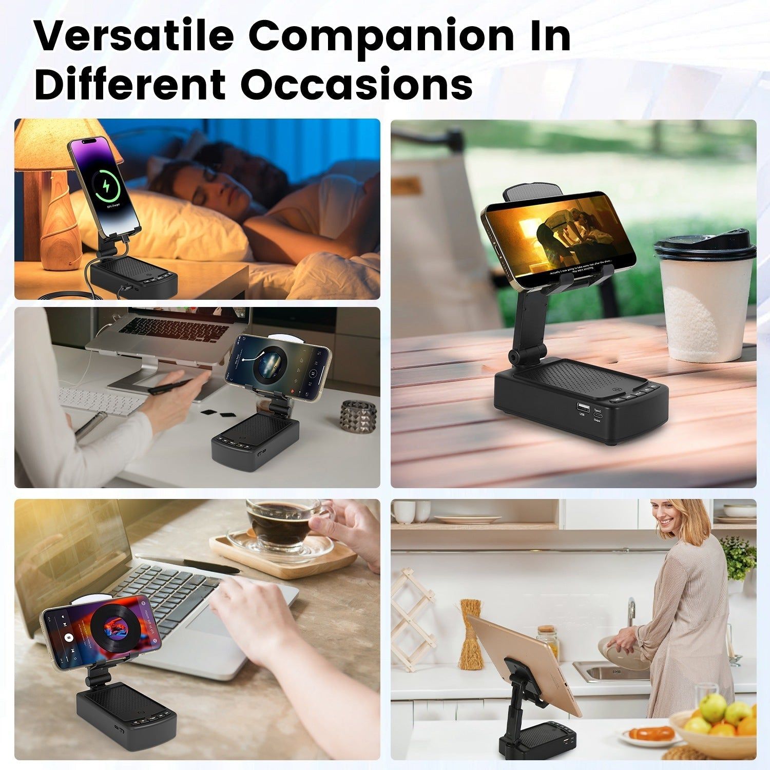 3 in 1 Foldable Phone Stand with Speaker and Power Bank