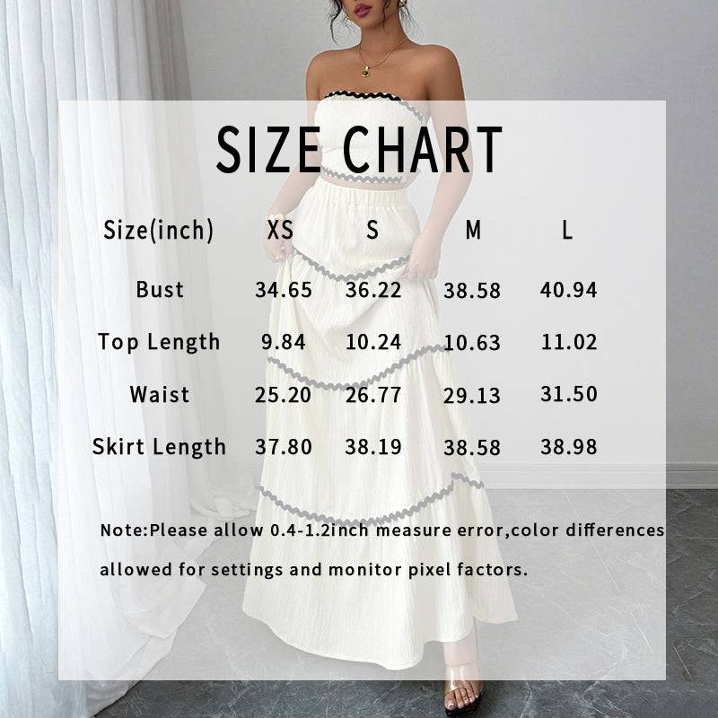 Womens Summer Two Piece Set With Strapless Skirt