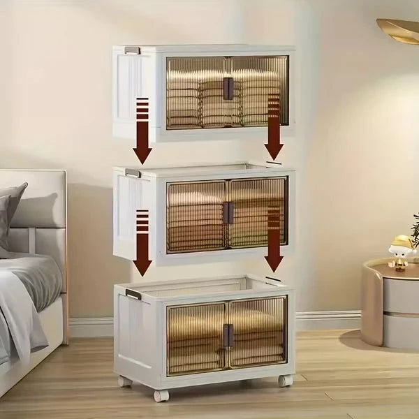 3-Tier Foldable Storage Cabinet with Portable Design