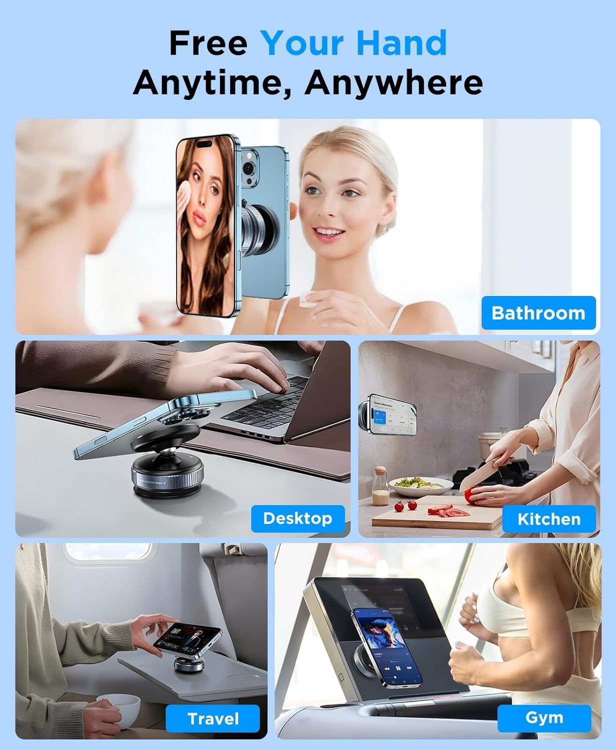 360 Adjustable Magnetic Car Phone Holder With Vacuum Suction