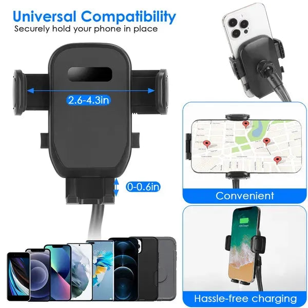 Car Cup Holder 2 in 1 Rotating Phone Mount Adjustable Base